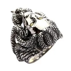 Bikerringshop Sterling Silver Snake Head Gorgon Medusa Gothic Ring -Outlet Rings Store gorgon medusa ring 4