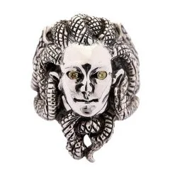 Bikerringshop Sterling Silver Snake Head Gorgon Medusa Gothic Ring -Outlet Rings Store gorgon medusa ring 6