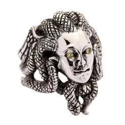 Bikerringshop Sterling Silver Snake Head Gorgon Medusa Gothic Ring -Outlet Rings Store gorgon medusa ring 7