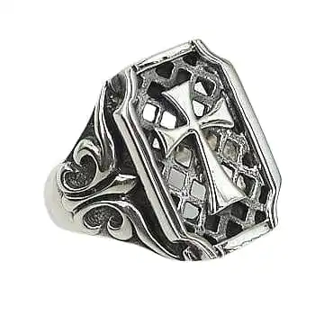 Bikerringshop Sterling Silver Gothic Cross Mens Ring 4 Bikerringshop Sterling Silver Gothic Cross Mens Ring - Image 2
