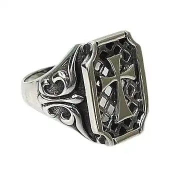 Bikerringshop Sterling Silver Gothic Cross Mens Ring 10 Bikerringshop Sterling Silver Gothic Cross Mens Ring - Image 8