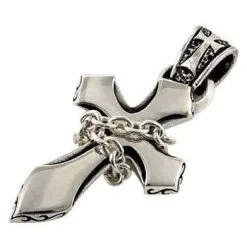 Bikerringshop Gothic Cross Sterling Silver Mens Pendant