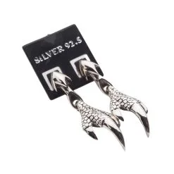 Bikerringshop Sterling Silver Gothic Dragon Claw Earrings -Outlet Rings Store gothic dragon claw earrings