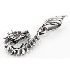 Bikerringshop Silver Gothic Dragon Hook Pendant -Outlet Rings Store gothic dragon pendant 3