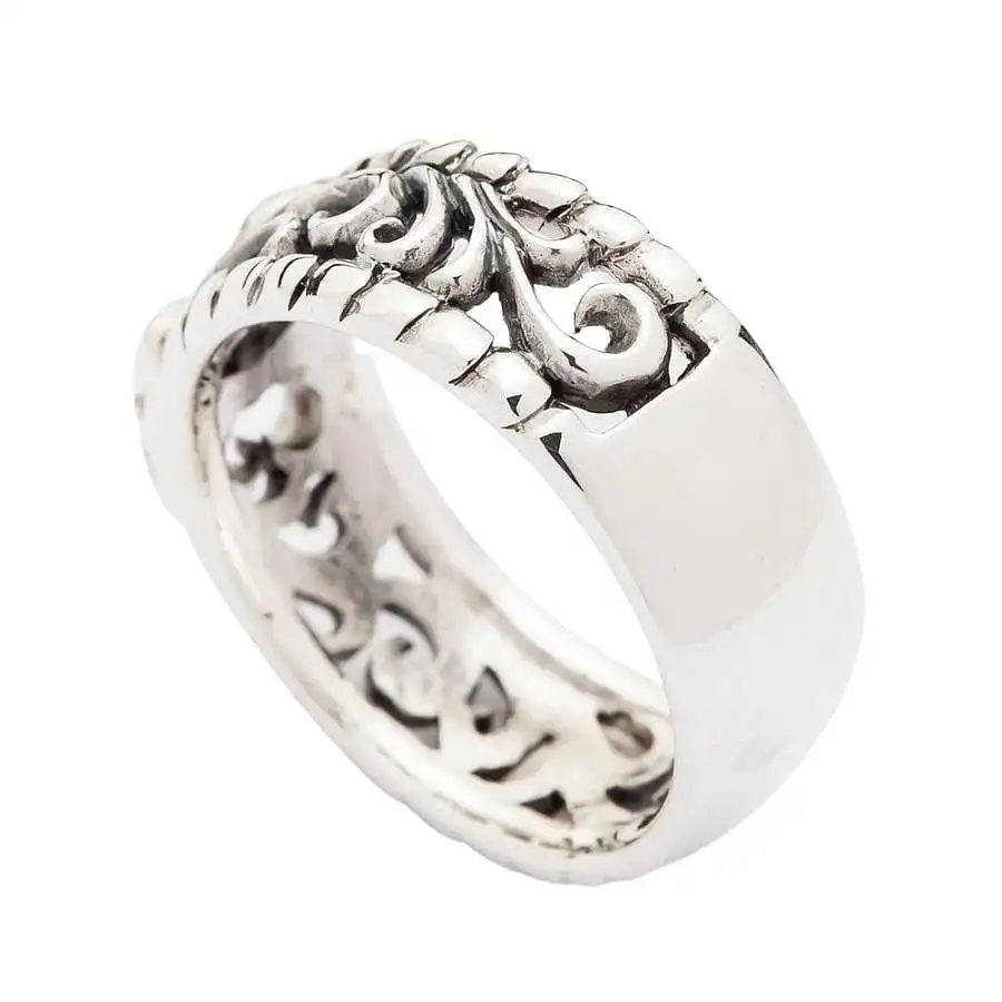 Bikerringshop Sterling Silver Gothic Fleur De Lis Band Rings 10 Bikerringshop Sterling Silver Gothic Fleur De Lis Band Rings - Image 8