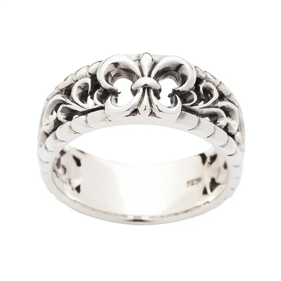 Bikerringshop Sterling Silver Gothic Fleur De Lis Band Rings 4 Bikerringshop Sterling Silver Gothic Fleur De Lis Band Rings - Image 2