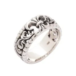 Bikerringshop Sterling Silver Gothic Fleur De Lis Band Rings
