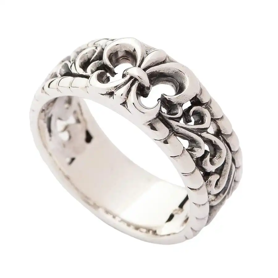 Bikerringshop Sterling Silver Gothic Fleur De Lis Band Rings 5 Bikerringshop Sterling Silver Gothic Fleur De Lis Band Rings - Image 3