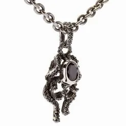 Bikerringshop Black Onyx Gothic Skull Octopus Necklace -Outlet Rings Store gothic octopus necklace 5