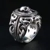 Bikerringshop Sterling Silver Tribal Garnet Skull Gothic Ring -Outlet Rings Store gothic tribal skull ring 5