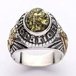 Bikerringshop Green Amber Mexican Skull Gothic Mens Ring -Outlet Rings Store green amber mens ring 10