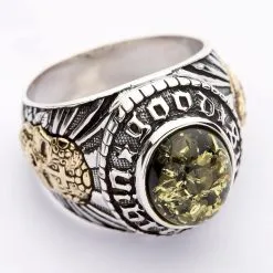 Bikerringshop Green Amber Mexican Skull Gothic Mens Ring -Outlet Rings Store green amber mens ring 7