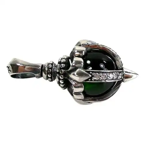 Bikerringshop Silver Green Moonstone Gothic Pendant 5 Bikerringshop Silver Green Moonstone Gothic Pendant - Image 3