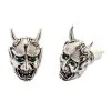 Bikerringshop Green Eyes Japanese Skull Oni Mask Earrings -Outlet Rings Store green eyes japanese skull oni mask earrings