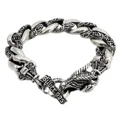 Bikerringshop 925 Sterling Silver Dragon Griffin Bracelet