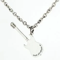 Bikerringshop Sterling Silver Rocker Guitar Pendant Necklace -Outlet Rings Store guitar necklace 2