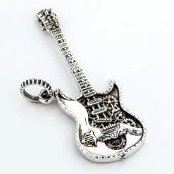 Bikerringshop Sterling Silver Rocker Guitar Pendant Necklace -Outlet Rings Store guitar pendant 2