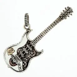 Bikerringshop Sterling Silver Rocker Guitar Pendant Necklace -Outlet Rings Store guitar pendant 8