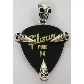 Bikerringshop Sterling Silver Skull Guitar Pick Holder Mens Pendant 5 Bikerringshop Sterling Silver Skull Guitar Pick Holder Mens Pendant - Image 3