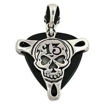 Bikerringshop Sterling Silver Skull Guitar Pick Holder Mens Pendant 3 Bikerringshop Sterling Silver Skull Guitar Pick Holder Mens Pendant