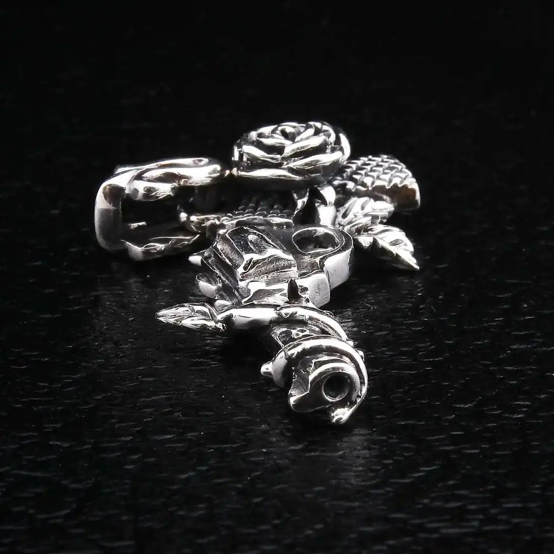 Bikerringshop Sterling Silver Gun And Rose Cowboy Pendant 6 Bikerringshop Sterling Silver Gun And Rose Cowboy Pendant - Image 4