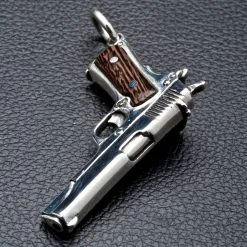Bikerringshop Silver Wood Pistol Gun Pendants 13 Bikerringshop Silver Wood Pistol Gun Pendants -Outlet Rings Store gun pendants 4
