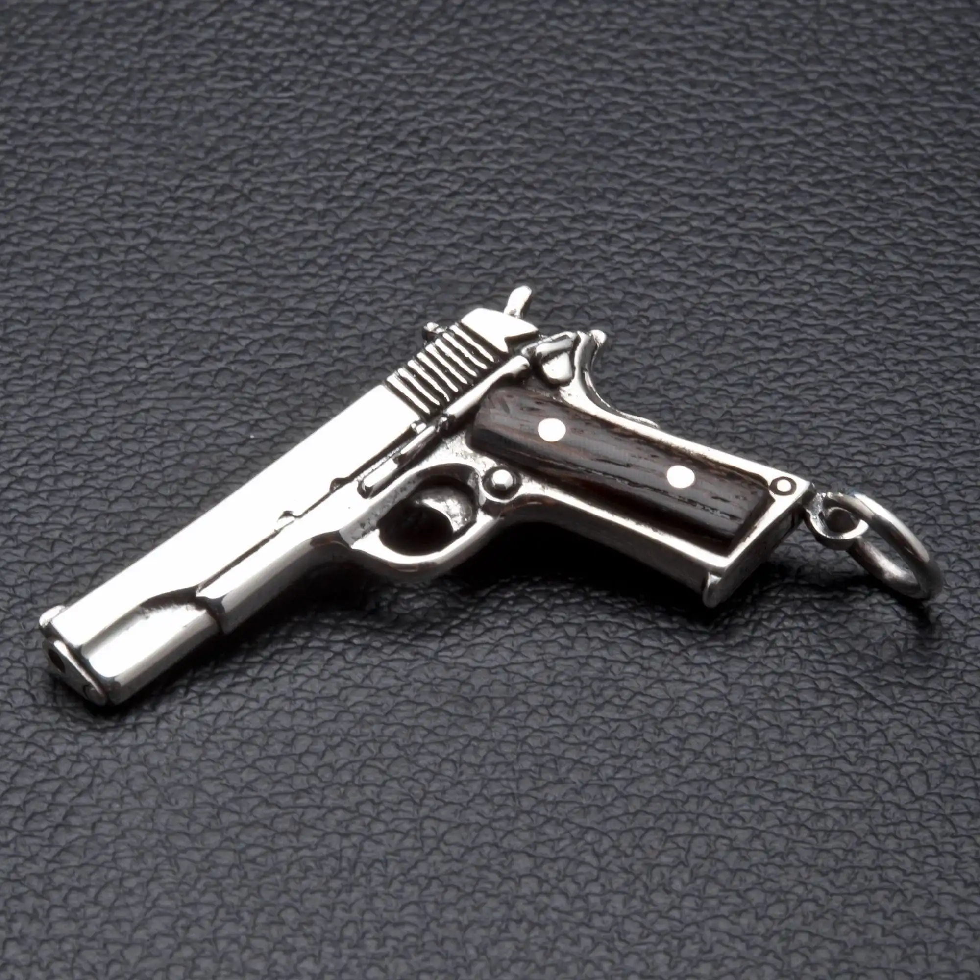 Bikerringshop Silver Wood Pistol Gun Pendants 5 Bikerringshop Silver Wood Pistol Gun Pendants - Image 3