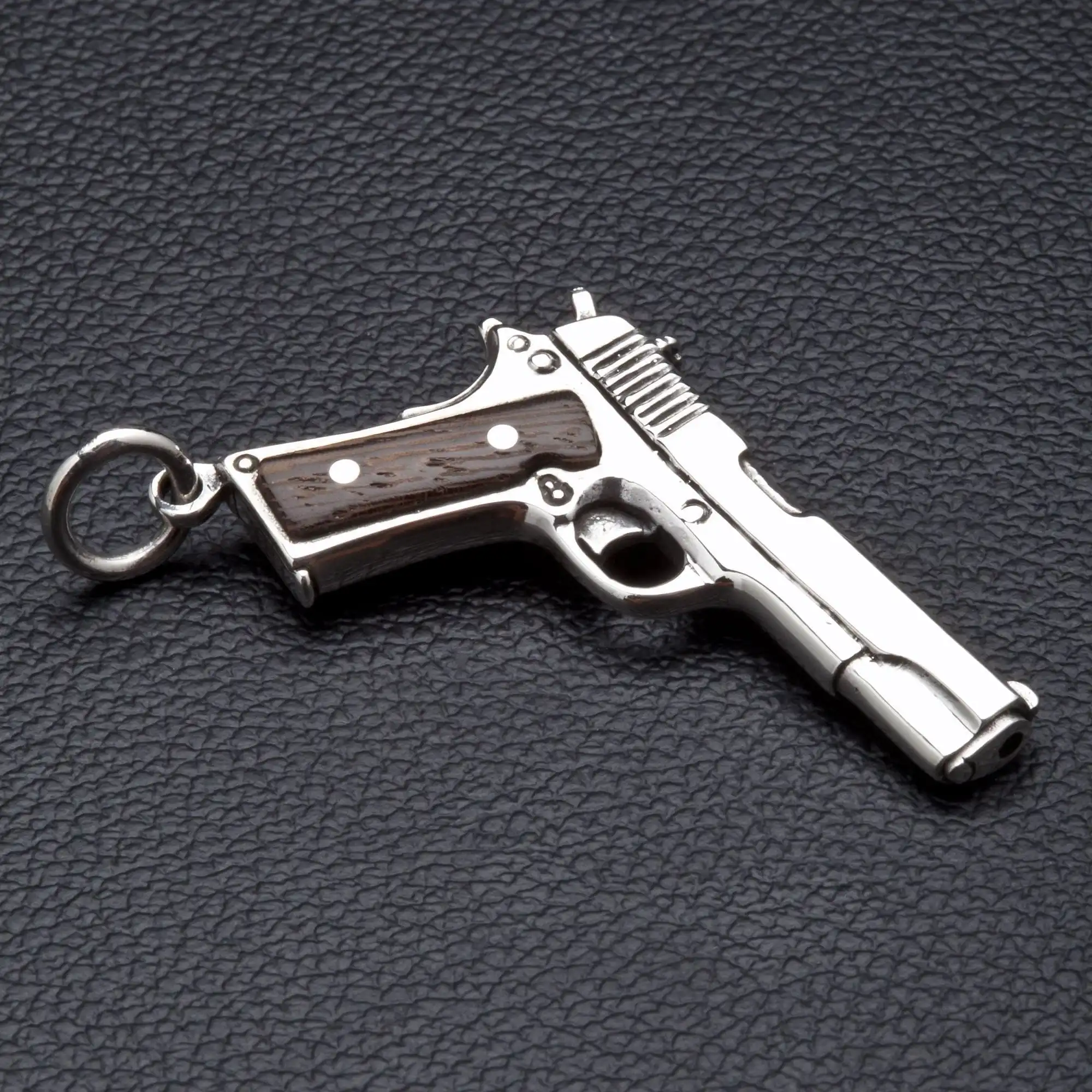 Bikerringshop Silver Wood Pistol Gun Pendants 4 Bikerringshop Silver Wood Pistol Gun Pendants - Image 2