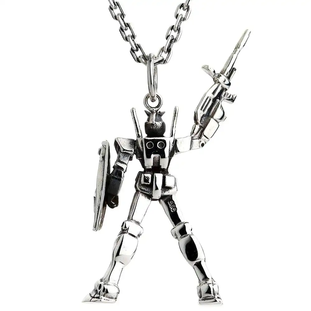 Bikerringshop Sterling Silver Gundam Pendant Necklace 10 Bikerringshop Sterling Silver Gundam Pendant Necklace - Image 8