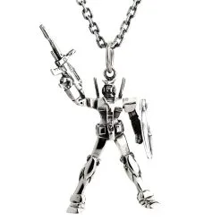Bikerringshop Sterling Silver Gundam Pendant Necklace