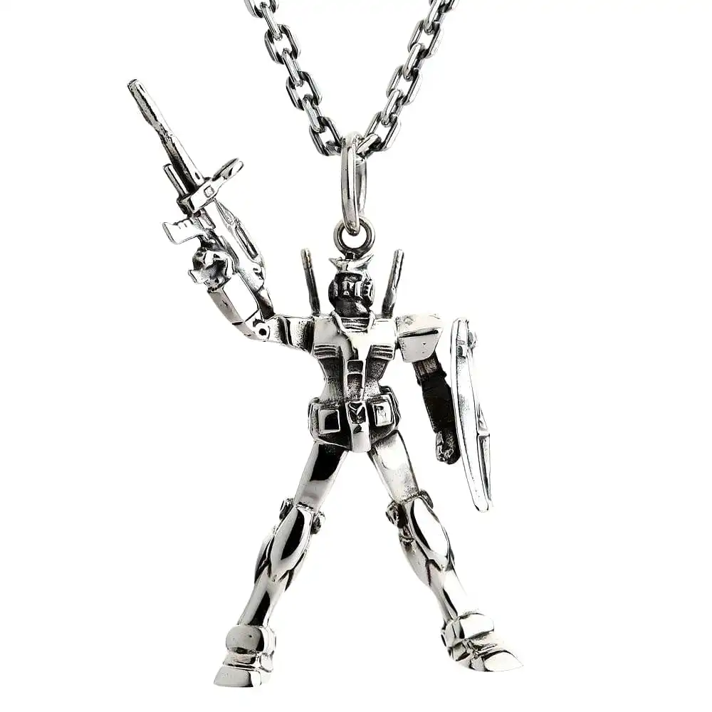 Bikerringshop Sterling Silver Gundam Pendant Necklace 3 Bikerringshop Sterling Silver Gundam Pendant Necklace