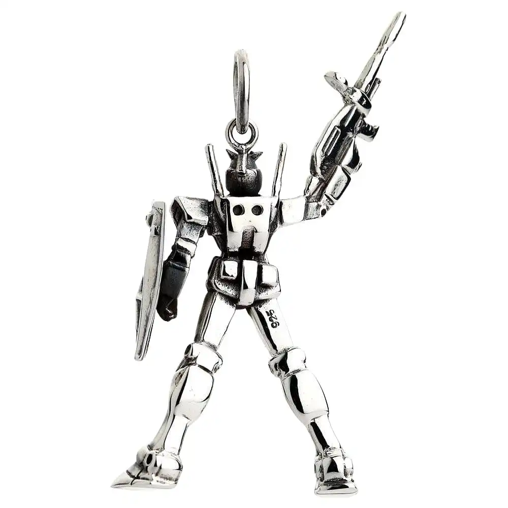 Bikerringshop Sterling Silver Gundam Pendant Necklace 6 Bikerringshop Sterling Silver Gundam Pendant Necklace - Image 4