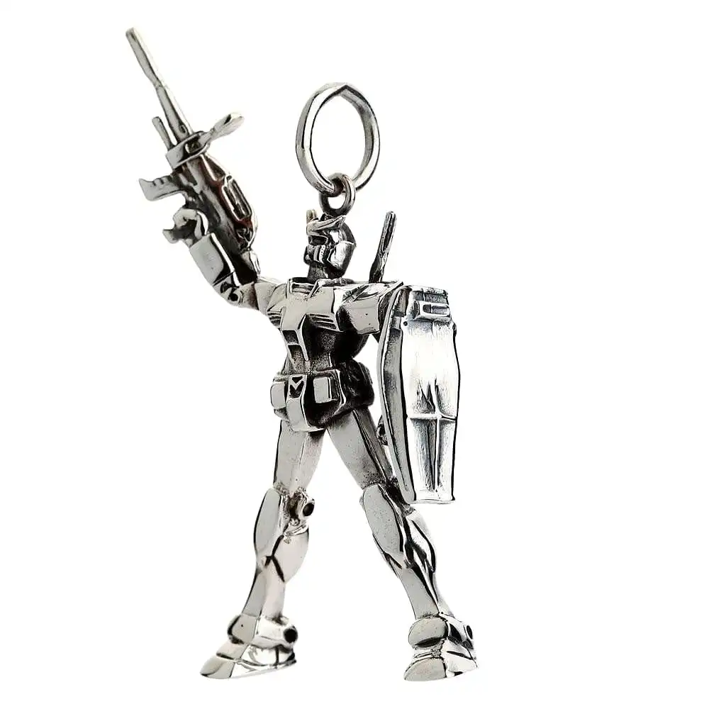 Bikerringshop Sterling Silver Gundam Pendant Necklace 5 Bikerringshop Sterling Silver Gundam Pendant Necklace - Image 3