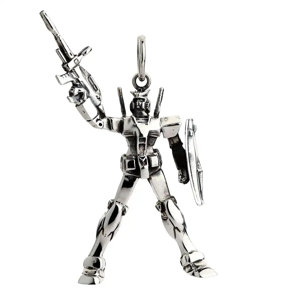 Bikerringshop Sterling Silver Gundam Pendant Necklace 4 Bikerringshop Sterling Silver Gundam Pendant Necklace - Image 2