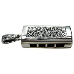 Bikerringshop Sterling Silver Demon Harmonica Pendant