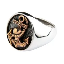 Bikerringshop Sterling Silver Heart Anchor Ring -Outlet Rings Store heart anchor ring 2