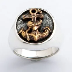 Bikerringshop Sterling Silver Heart Anchor Ring -Outlet Rings Store heart anchor ring 4