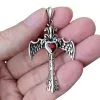 Bikerringshop Sterling Silver Heart Wings Gothic Pendant -Outlet Rings Store heart wings pendant