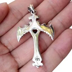 Bikerringshop Sterling Silver Heart Wings Gothic Pendant -Outlet Rings Store heart wings pendant 3