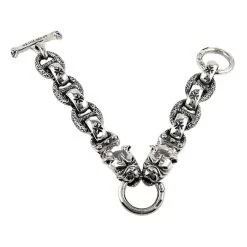 Bikerringshop Heavy Sterling Silver Bulldog Bracelet -Outlet Rings Store heavy bulldog bracelet 5