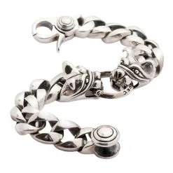 Bikerringshop Sterling Silver Heavy Bulldog Head Biker Bracelet 12 Bikerringshop Sterling Silver Heavy Bulldog Head Biker Bracelet -Outlet Rings Store heavy bulldog silver bracelet 4