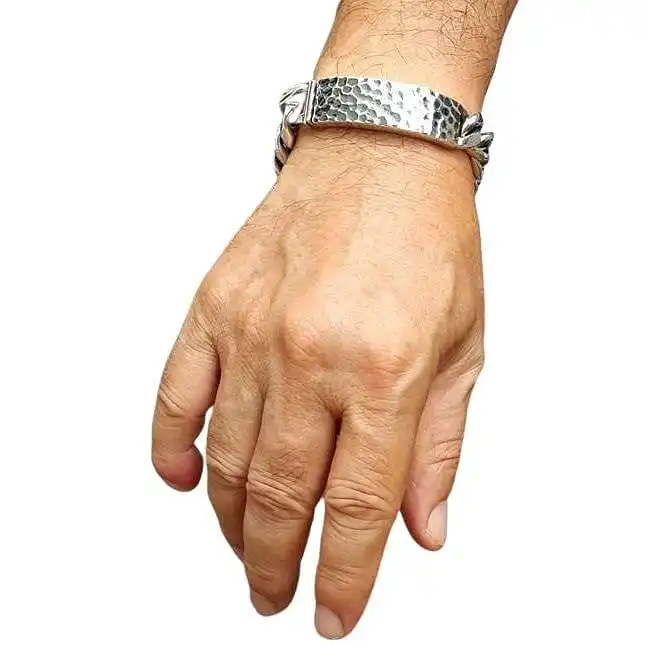 Bikerringshop Heavy ID Sterling Silver Mens Biker Bracelet 9 Bikerringshop Heavy ID Sterling Silver Mens Biker Bracelet - Image 7