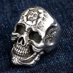 Bikerringshop Heavy Sterling Silver Sun God Skull Ring