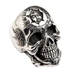 Bikerringshop Heavy Sterling Silver Sun God Skull Ring -Outlet Rings Store heavy sterling silver sun god skull ring 4