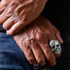 Bikerringshop Heavy Sterling Silver Sun God Skull Ring -Outlet Rings Store heavy sterling silver sun god skull ring 5