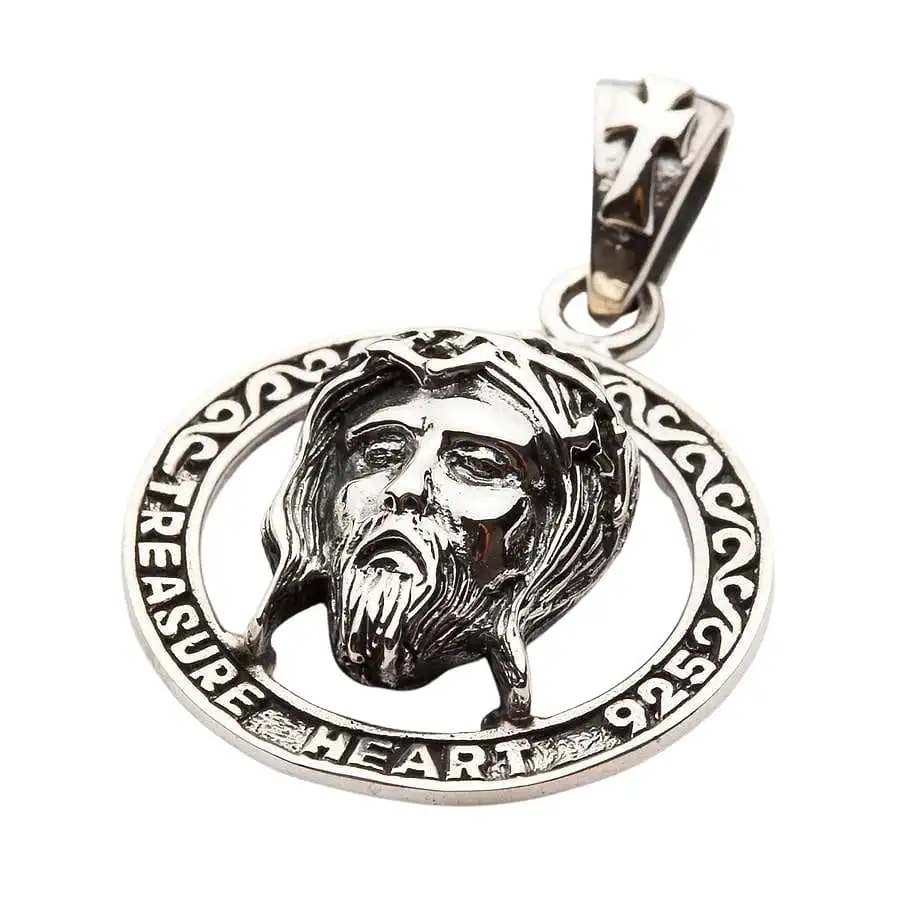 Bikerringshop Holy Jesus Silver Pendant 4 Bikerringshop Holy Jesus Silver Pendant - Image 2