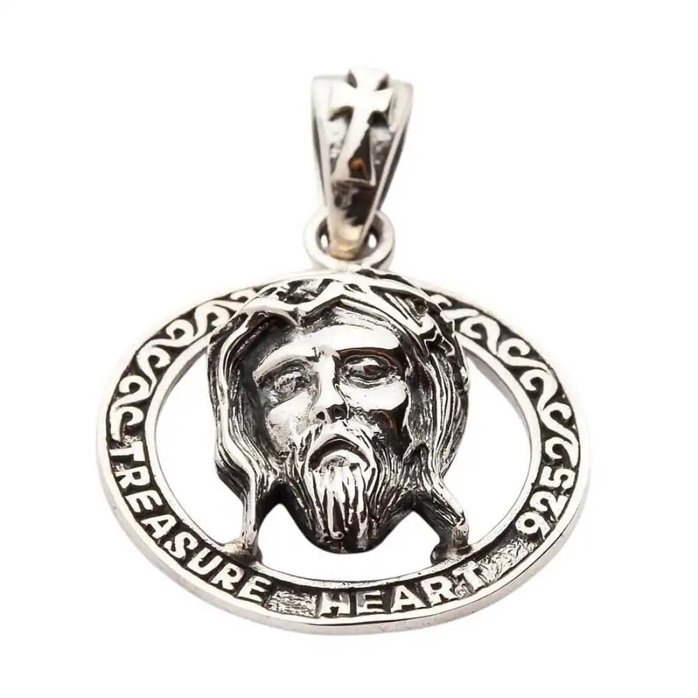 Bikerringshop Holy Jesus Silver Pendant 3 Bikerringshop Holy Jesus Silver Pendant