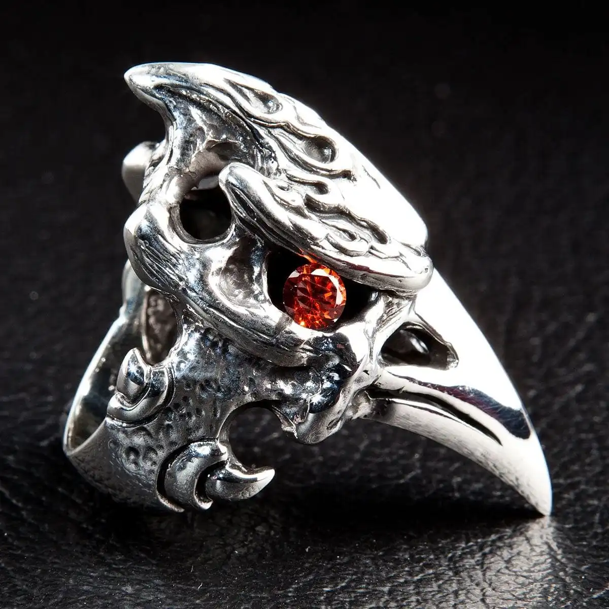 Bikerringshop Sterling Silver Dinosaur Hornbill Skull Head Ring 8 Bikerringshop Sterling Silver Dinosaur Hornbill Skull Head Ring - Image 6