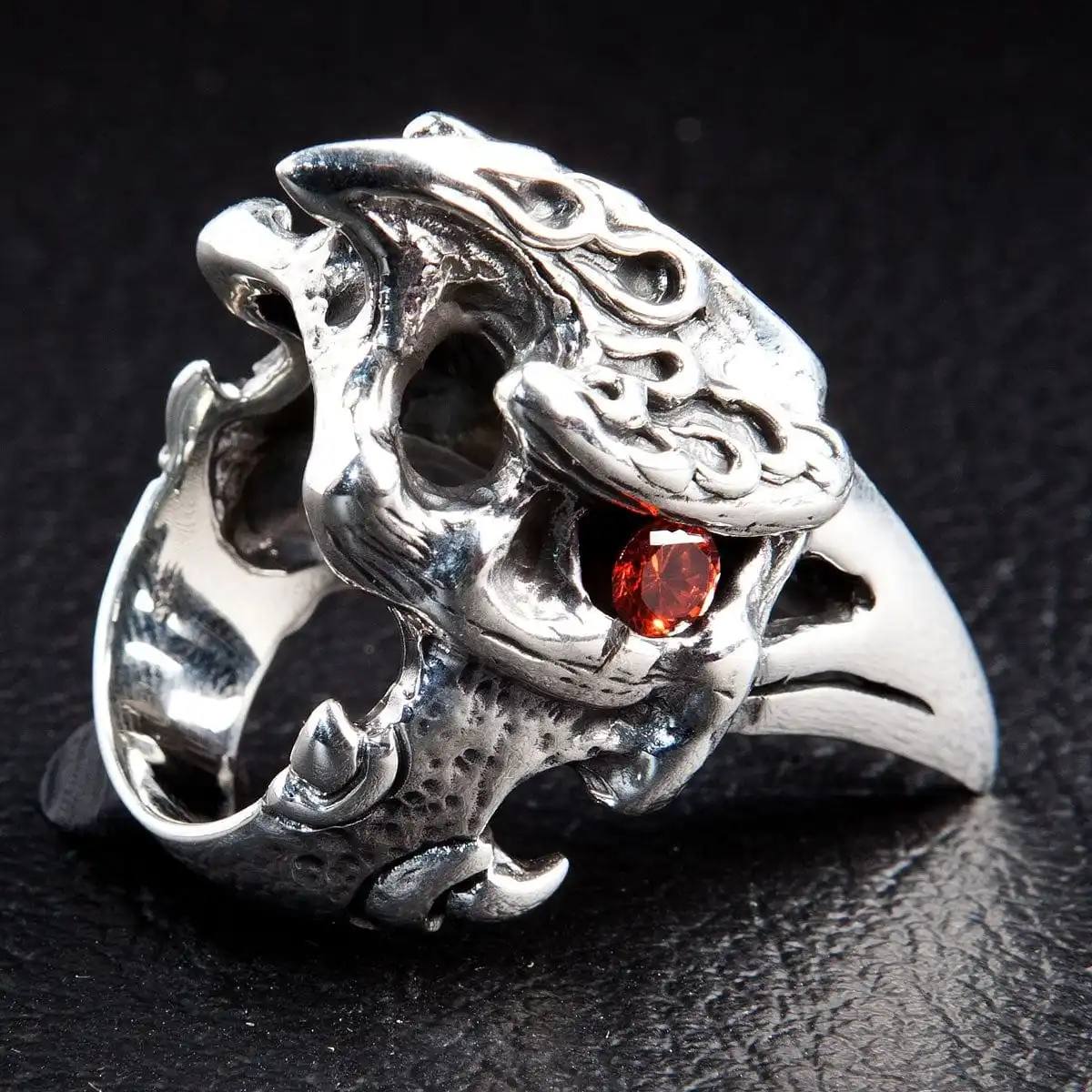 Bikerringshop Sterling Silver Dinosaur Hornbill Skull Head Ring 9 Bikerringshop Sterling Silver Dinosaur Hornbill Skull Head Ring - Image 7