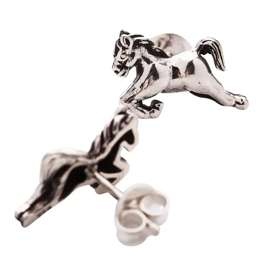Bikerringshop Sterling Silver Horse Earrings 6 Bikerringshop Sterling Silver Horse Earrings - Image 5